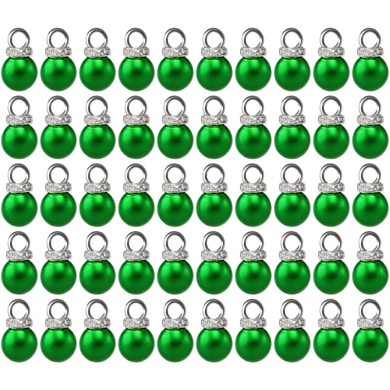 Wrapables Round 10mm Round No Holes Faux Pearls, Imitation Pearls for Jewelry Making (Set of 50), Green